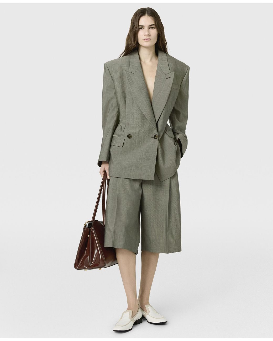Stella McCartney Green Tropical Double-Breasted Waisted Jacket