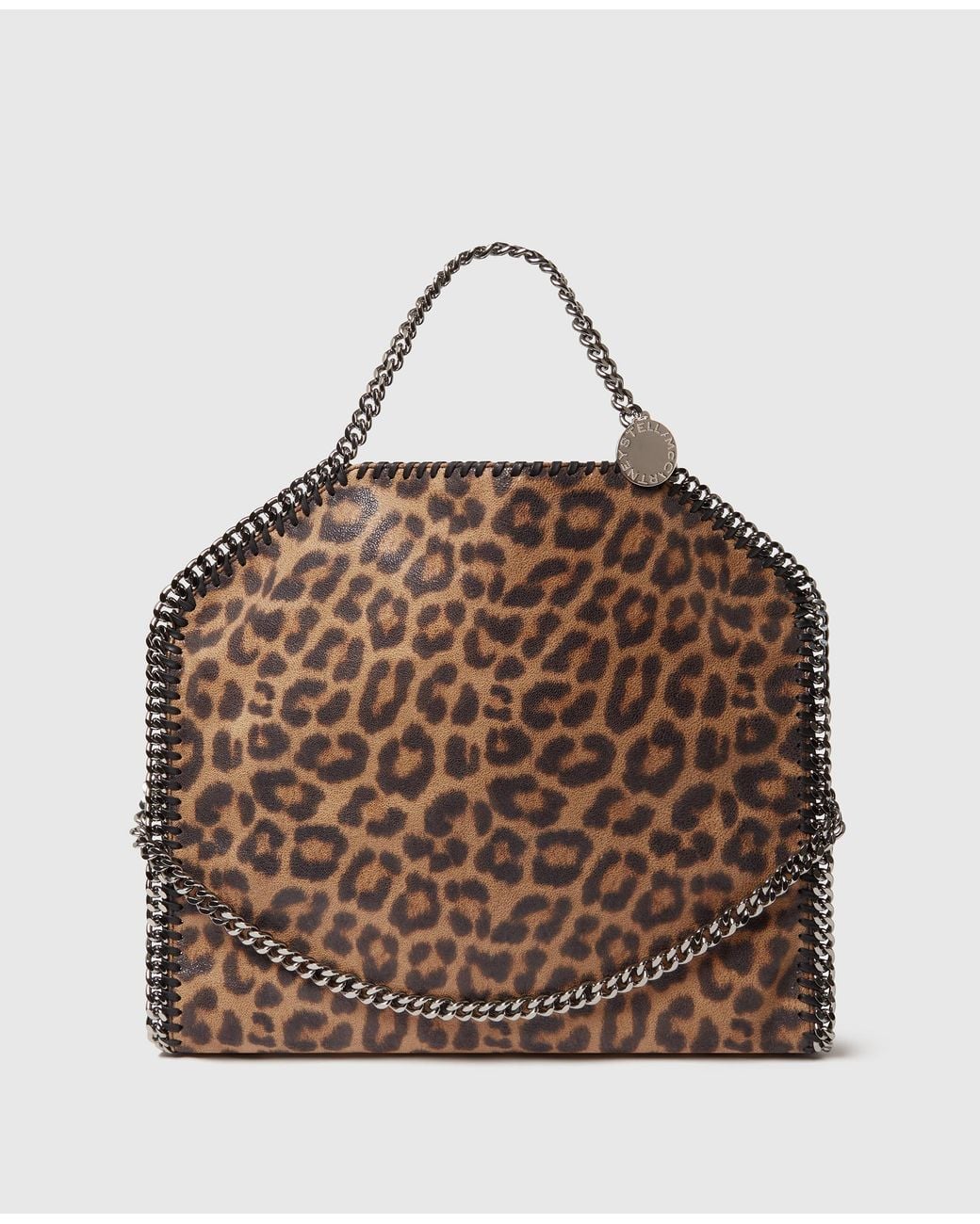Stella McCartney Brown Falabella Leopard Fold-Over Tote Bag