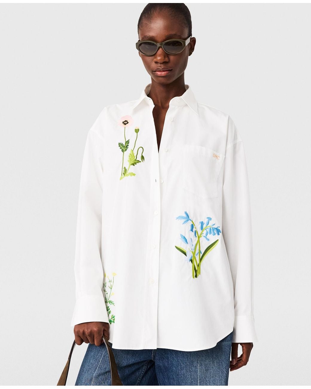 Stella McCartney White Floral Embroidered Shirt
