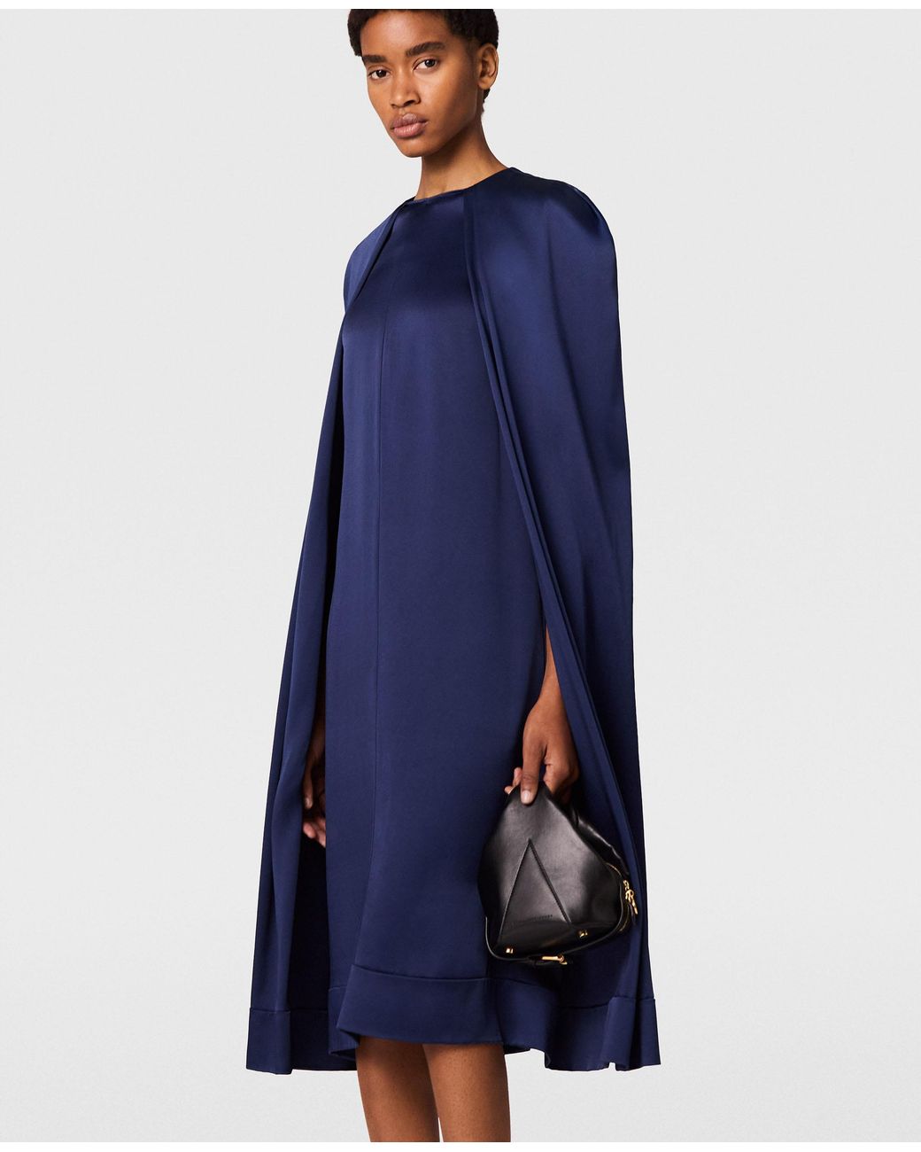 Stella McCartney Blue Cape Satin Midi Dress