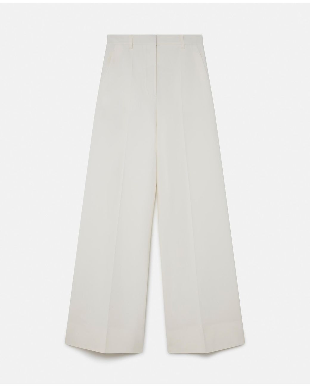 Stella McCartney White High-Rise Wide-Leg Wool Trousers