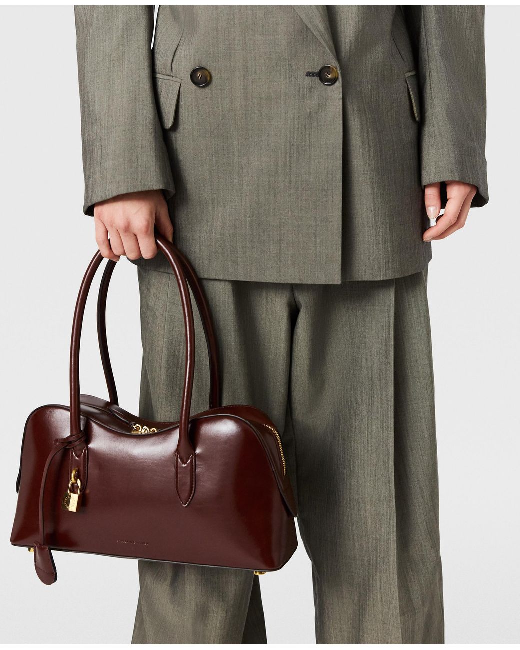 Stella McCartney Brown Stella Ryder Patent Shoulder Bag