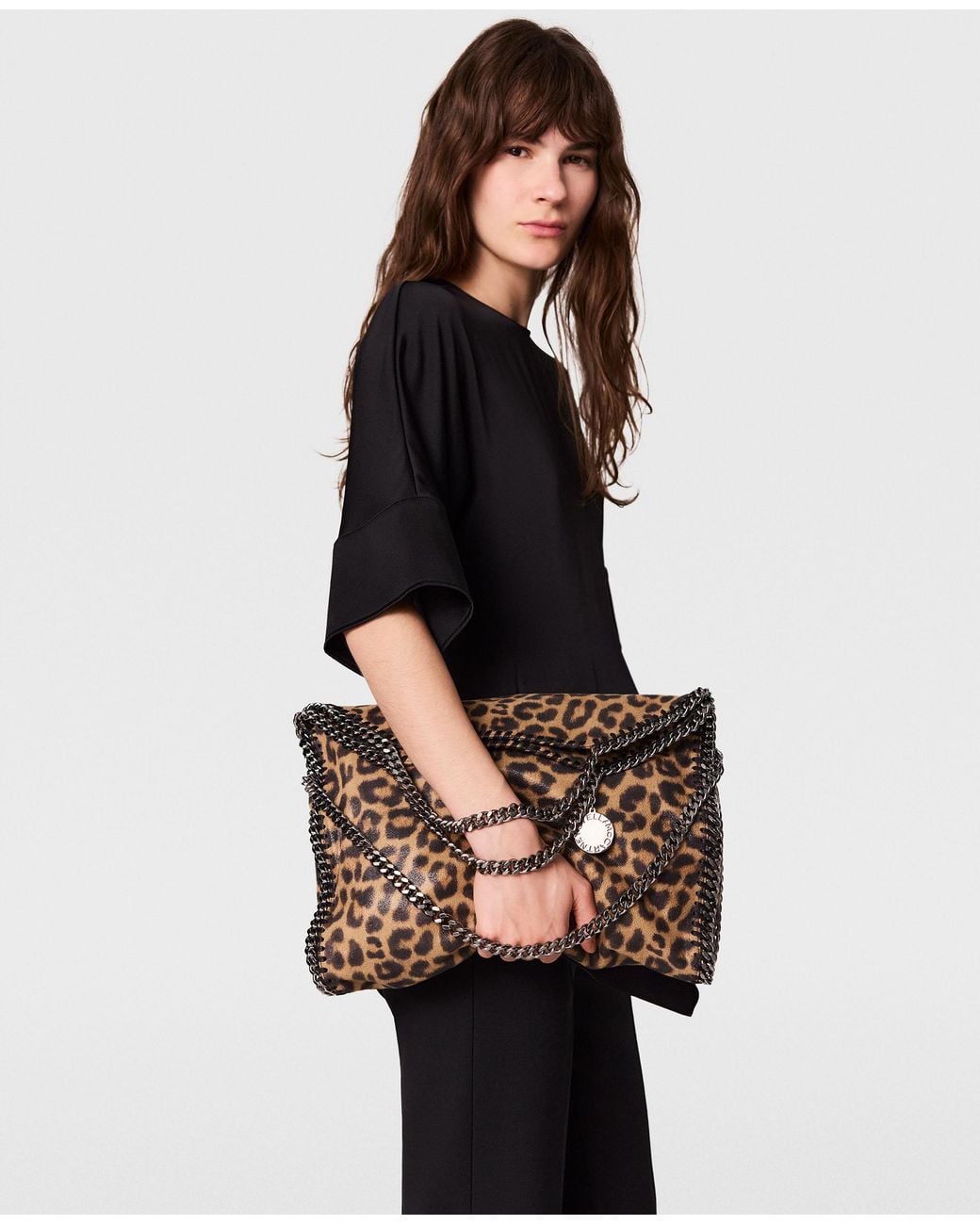 Stella McCartney Brown Falabella Leopard Fold-Over Tote Bag
