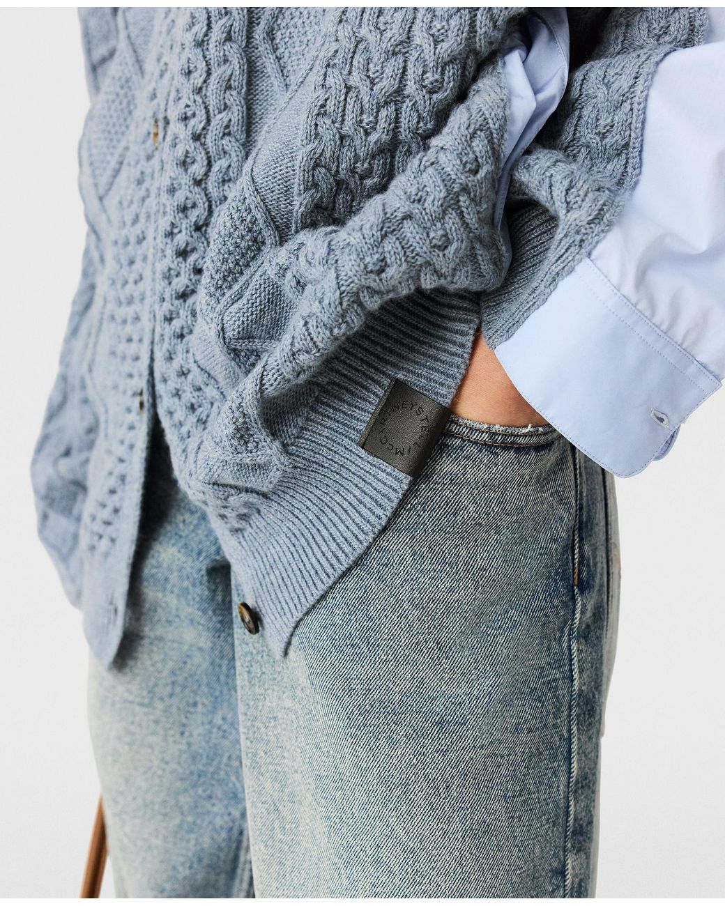 Stella McCartney Blue Hybrid Knit Shirt Cardigan