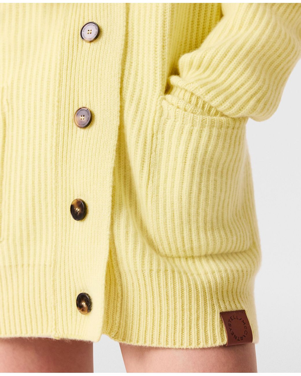Stella McCartney Yellow Chunky Knit V-Neck Cardigan