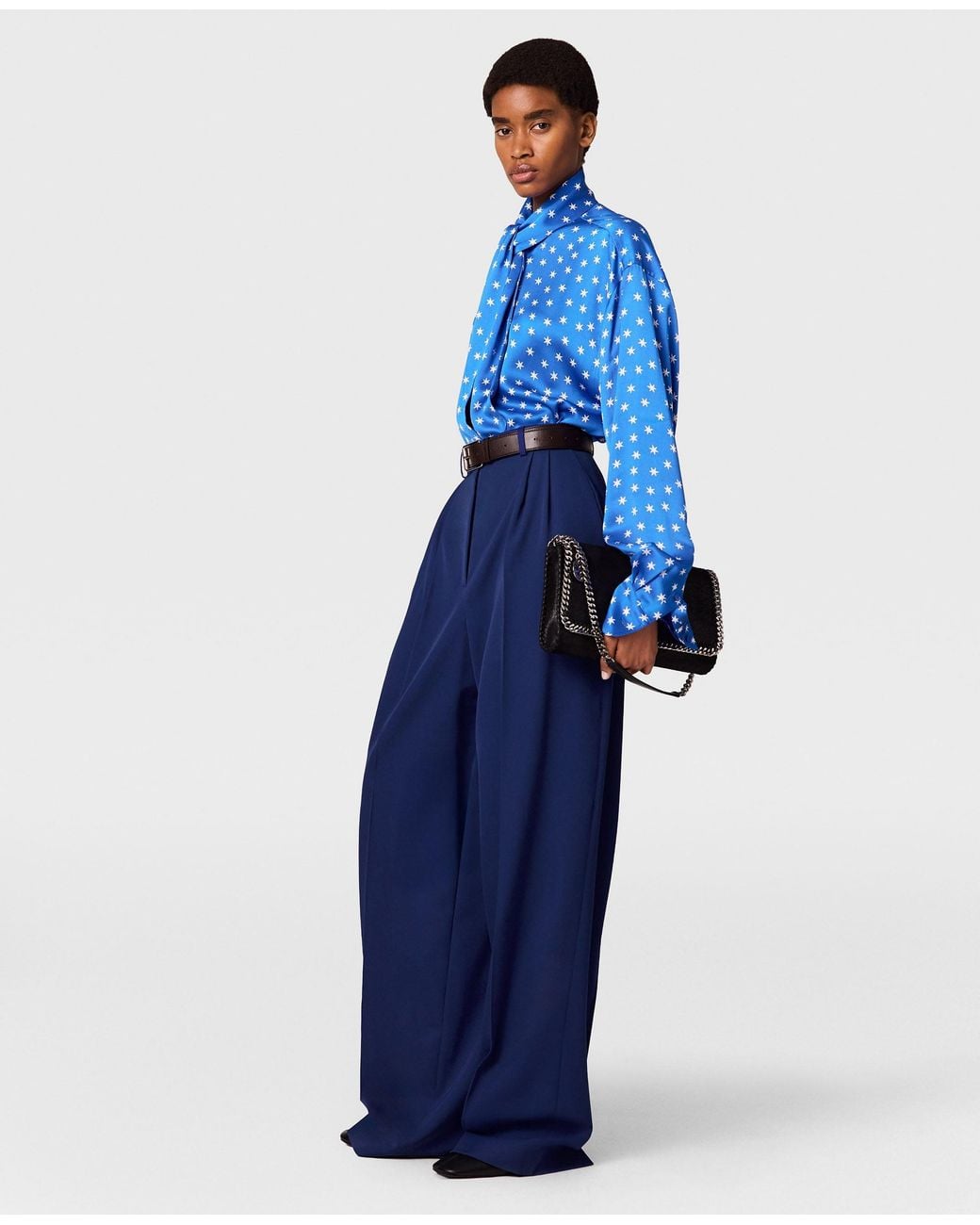 Stella McCartney Blue Pleated Wool Pants
