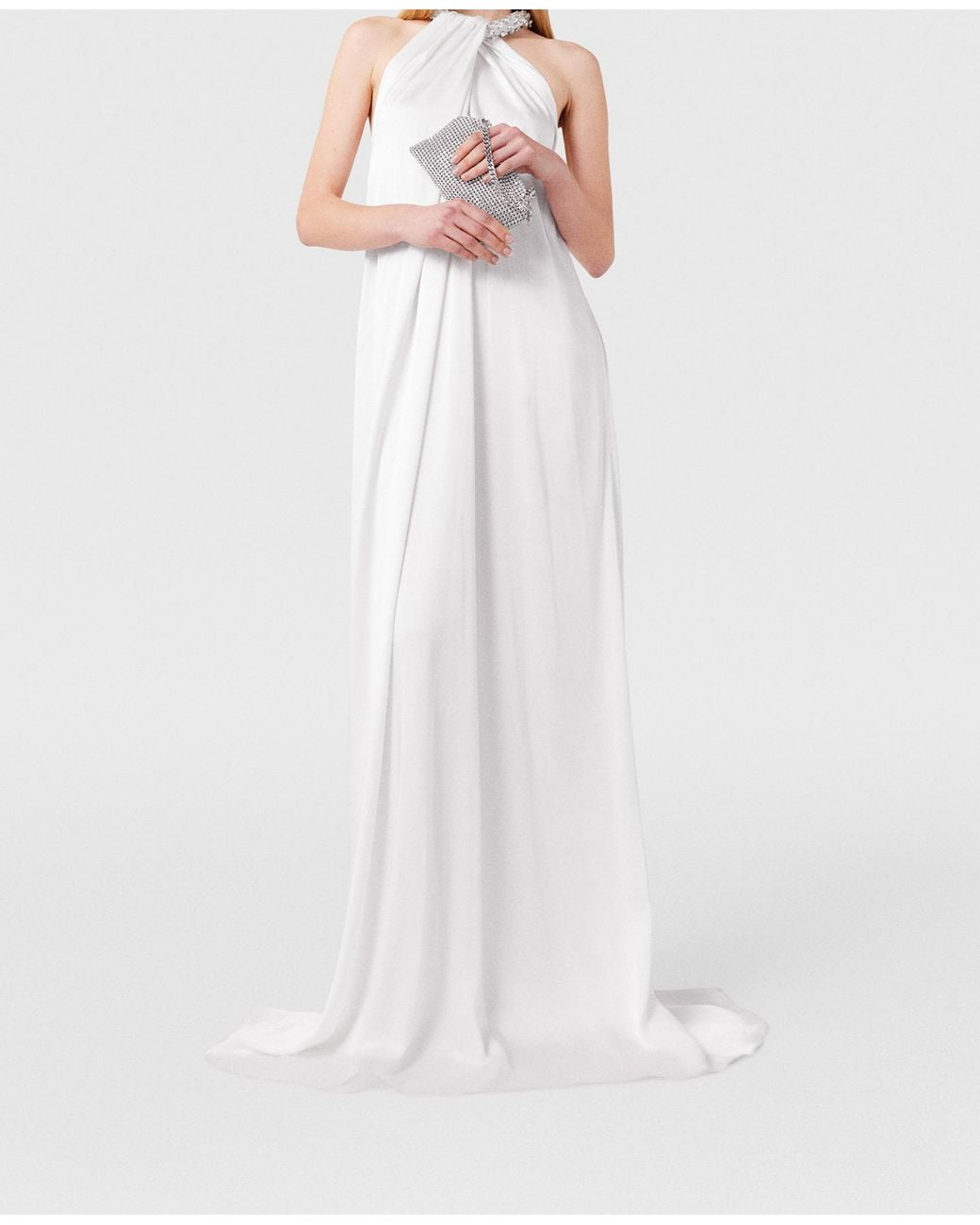 Stella Mccartney Halter Neck Wedding Dress Stella McCartney Crystal  Halterneck Satin Maxi Dress In White Lyst