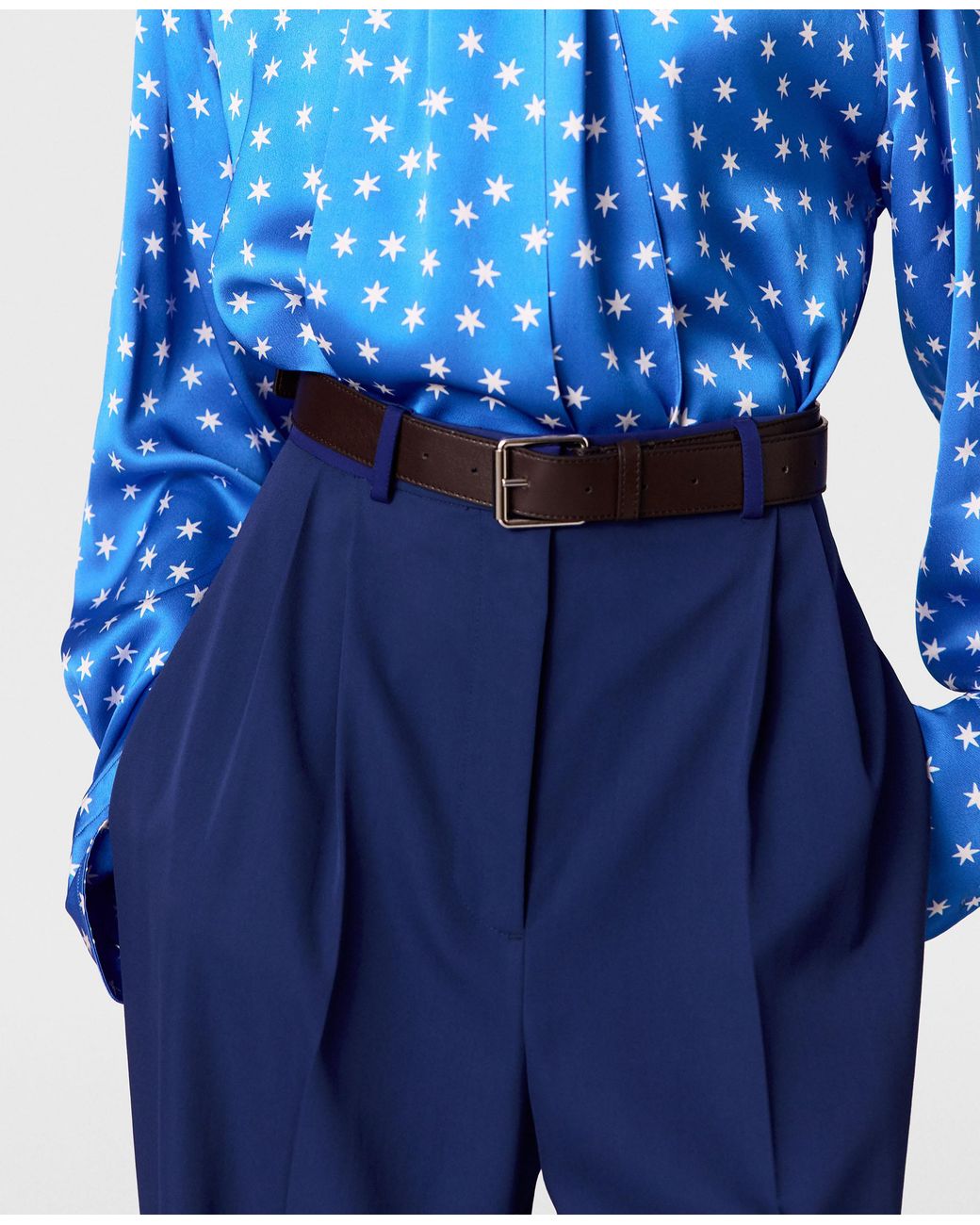 Stella McCartney Blue Pleated Wool Pants