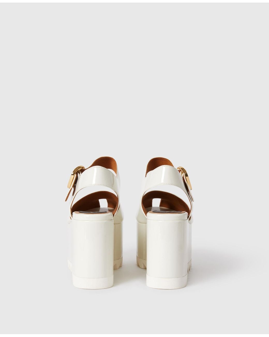 Stella McCartney White Elyse Patent Platform Sandals