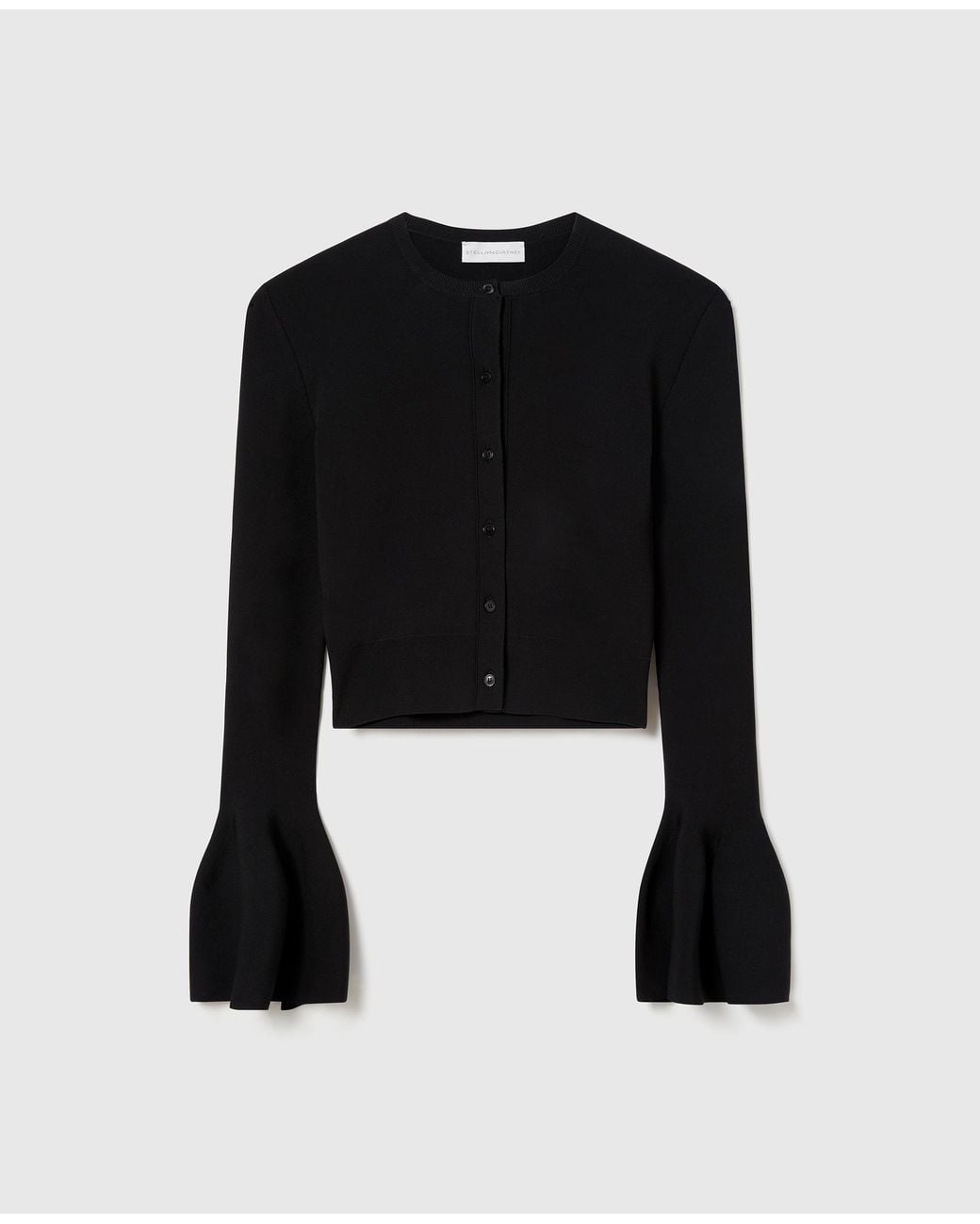 Stella McCartney Black Compact Knit Bell-sleeve Cardigan