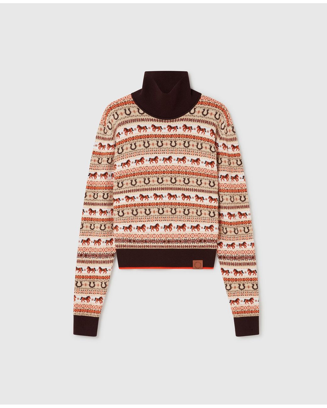 Stella McCartney Red Fair Isle Wool Turtleneck