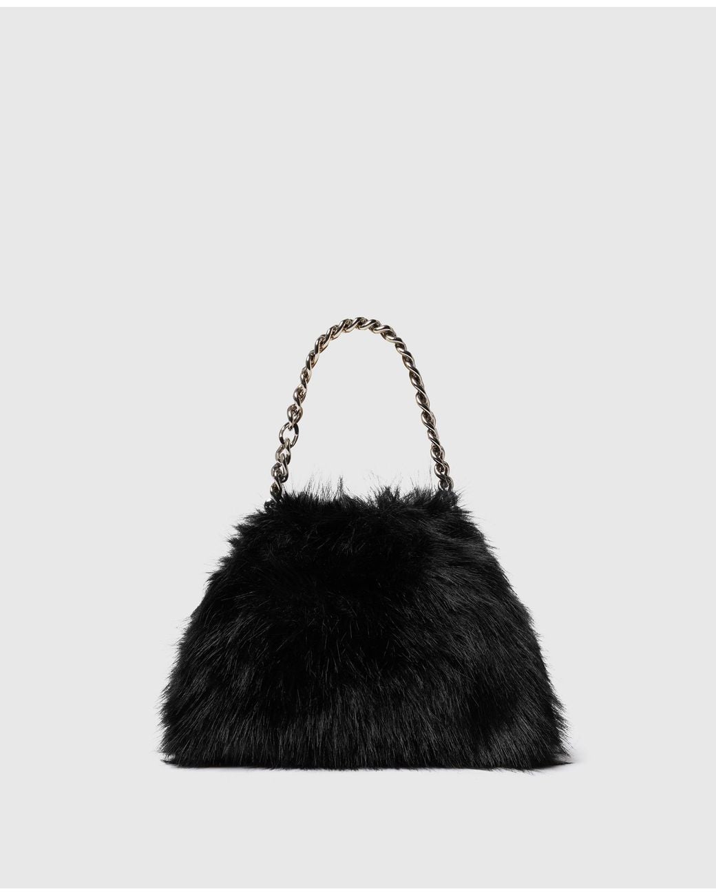 Stella McCartney Black Falabella Plush Mini Drawstring Bag