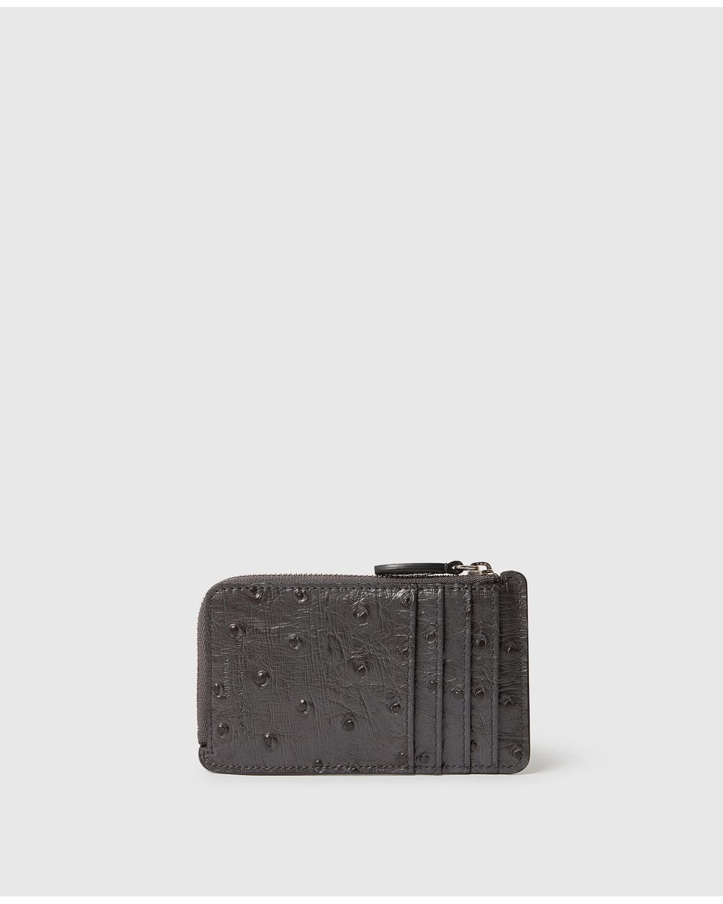 Stella McCartney White Ryder Ostrich Zip Cardholder