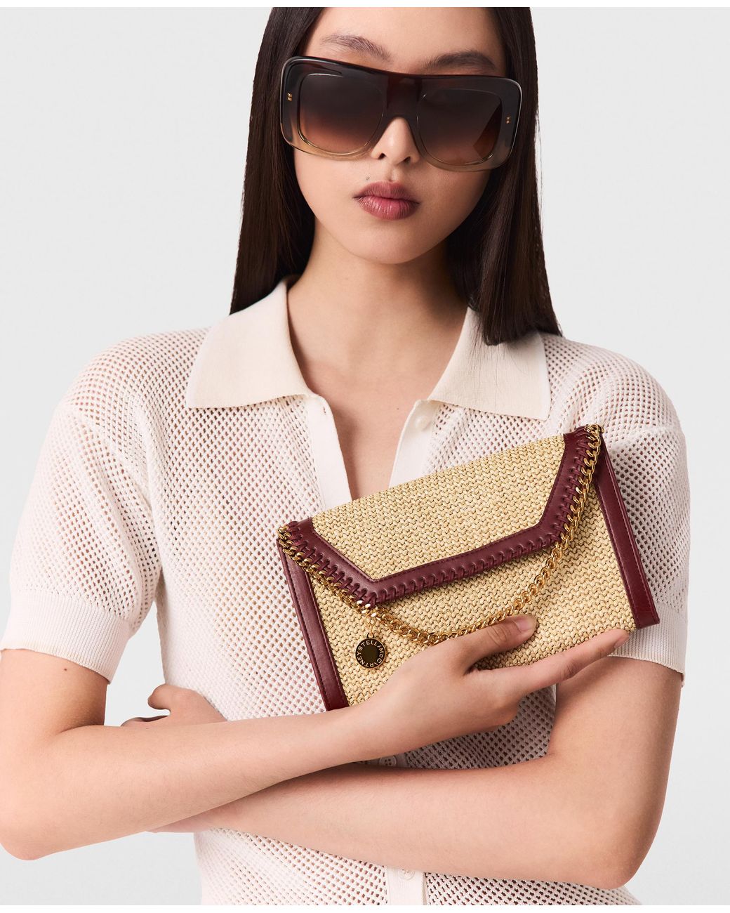 Stella McCartney Multicolor Falabella Raffia Wallet Crossbody Bag