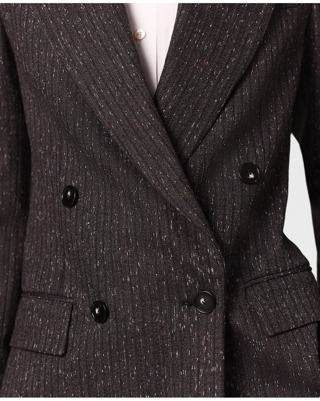 Stella McCartney Black Double-Breasted Speckled Blazer