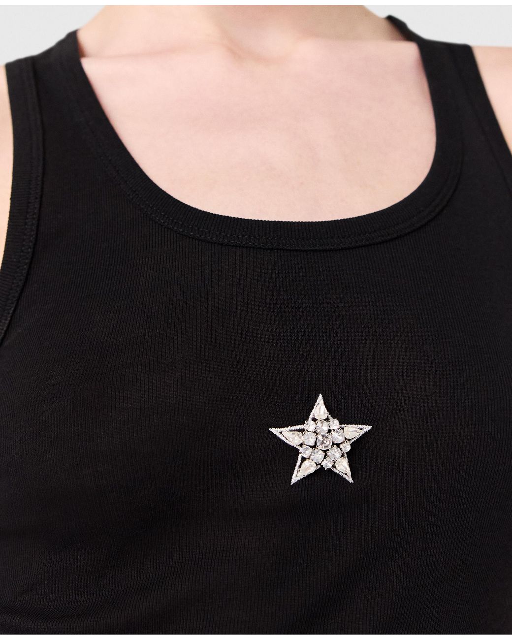 Stella McCartney Black Crystal Star Racerback Tank Top