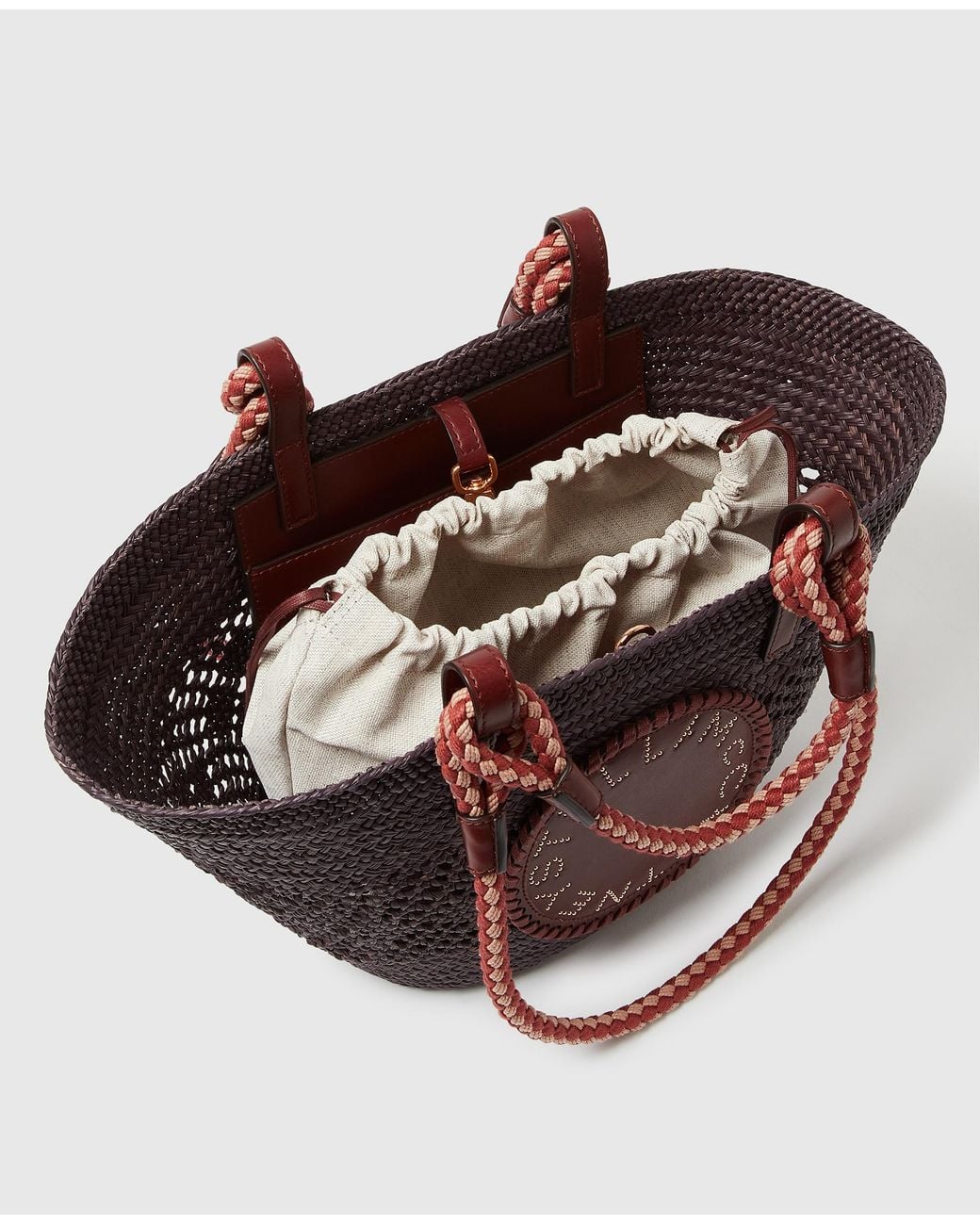 Stella McCartney White Logo Small Rope Basket Bag