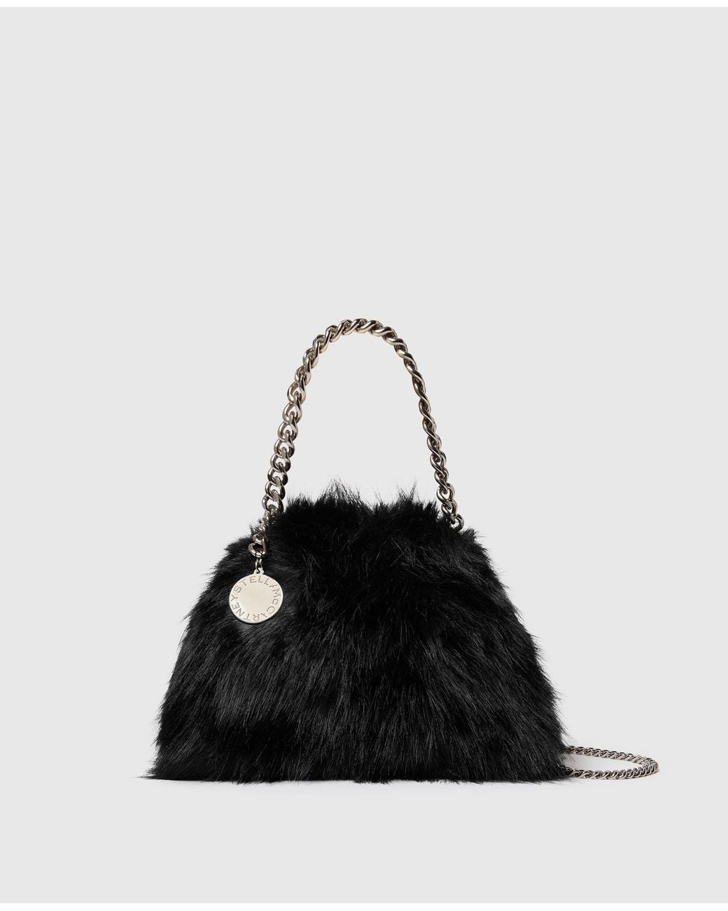 Stella McCartney Black Falabella Plush Mini Drawstring Bag