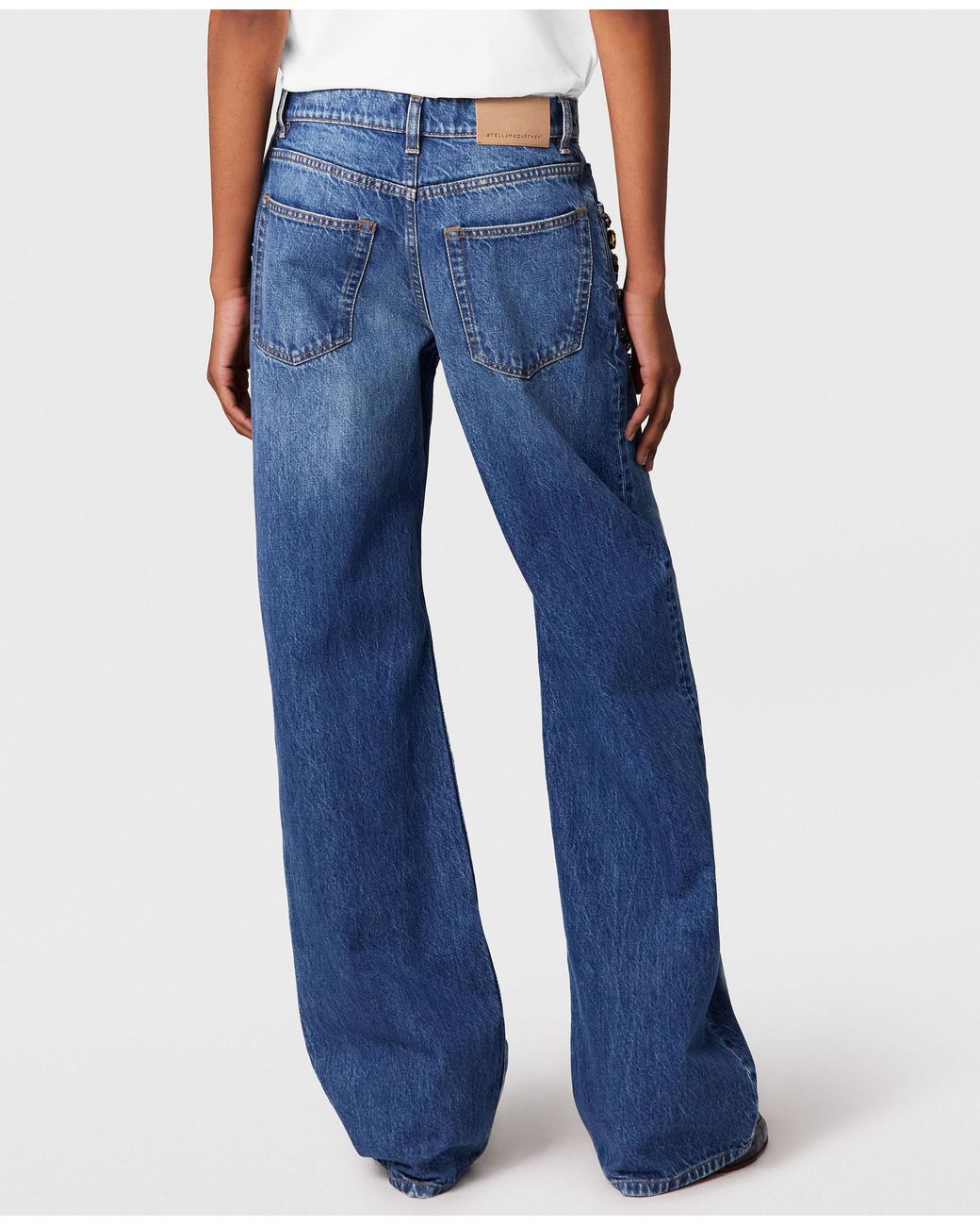 Stella McCartney Blue Crystal-embellished Straight-leg Jeans