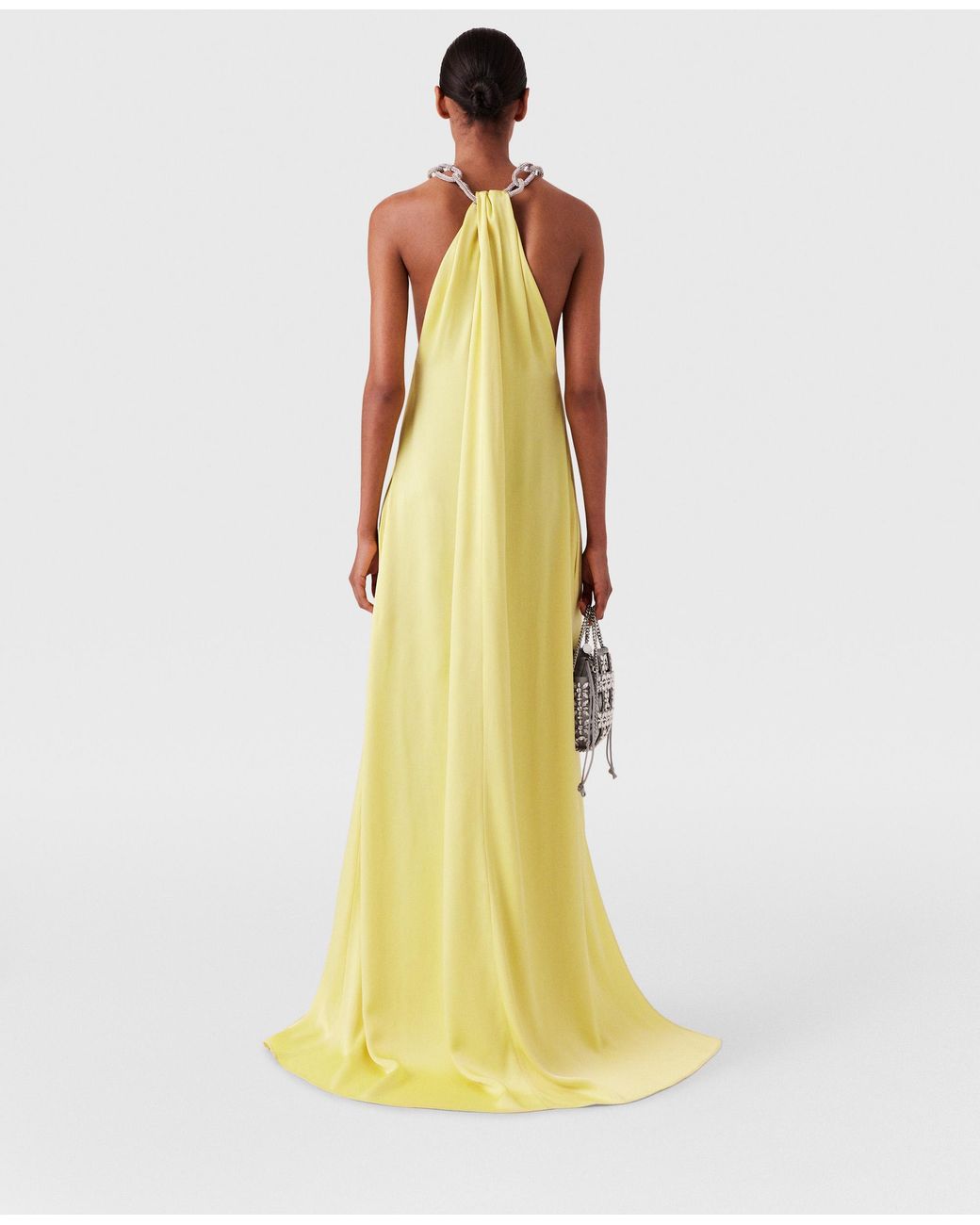 ワンピース Stella McCartney CRYSTAL STRAP LONG DRESS Stella McCartney Crystal Cage Halterneck Maxi Dress in White