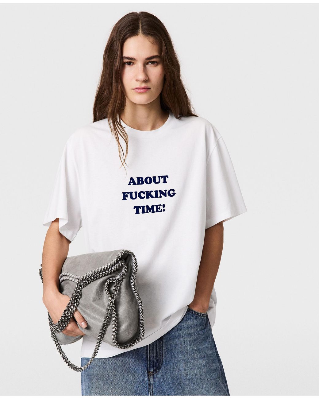 Stella McCartney White About Fucking Time! Boxy T-shirt