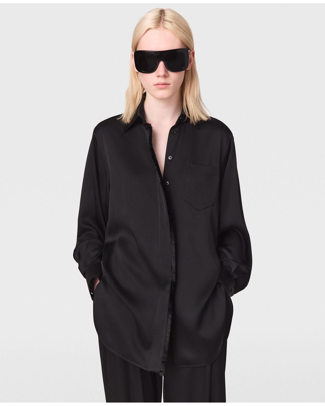 Stella McCartney Black Fringed Satin Shirt