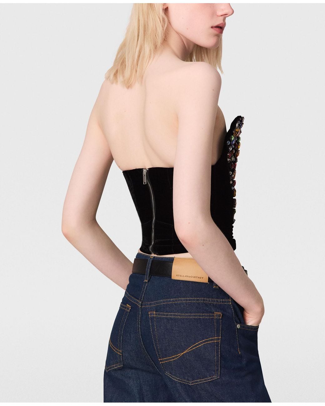 Stella McCartney Black Embellished Heart Bustier Top