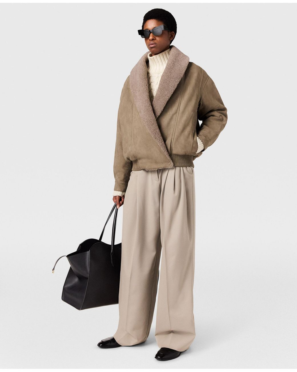 Stella McCartney Natural Vegan Suede Plush-trimmed Jacket