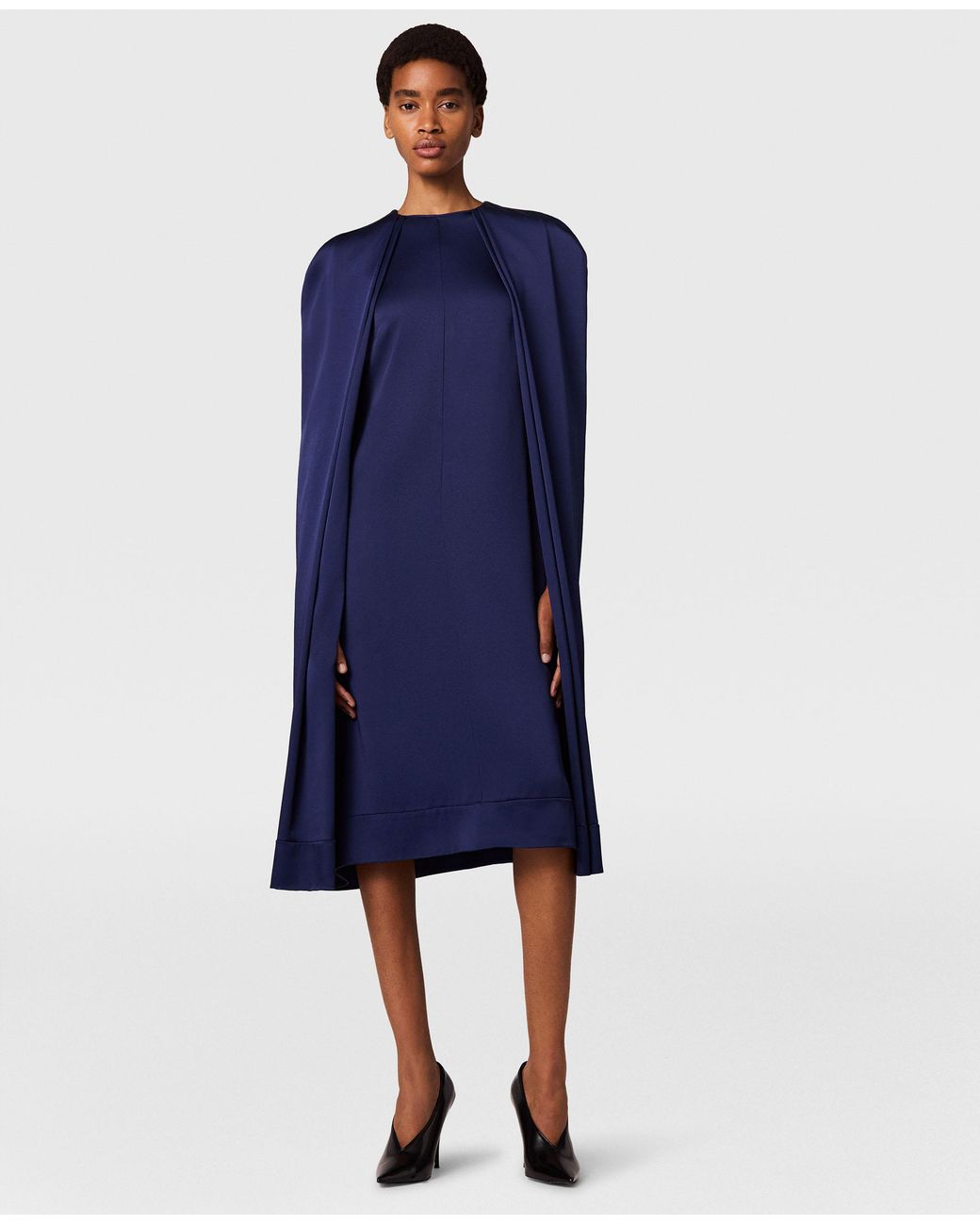 Stella McCartney Blue Cape Satin Midi Dress