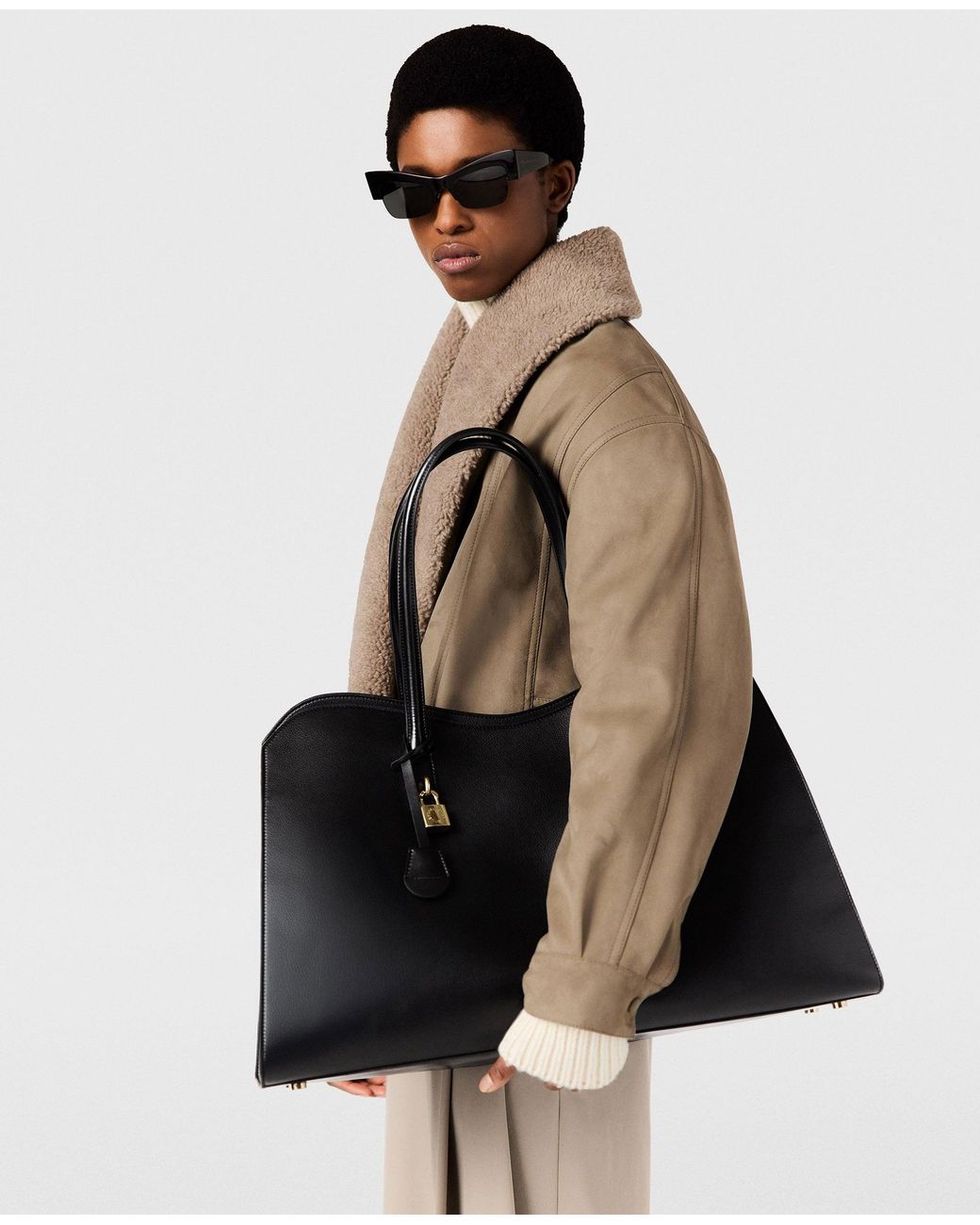 Stella McCartney Natural Vegan Suede Plush-trimmed Jacket