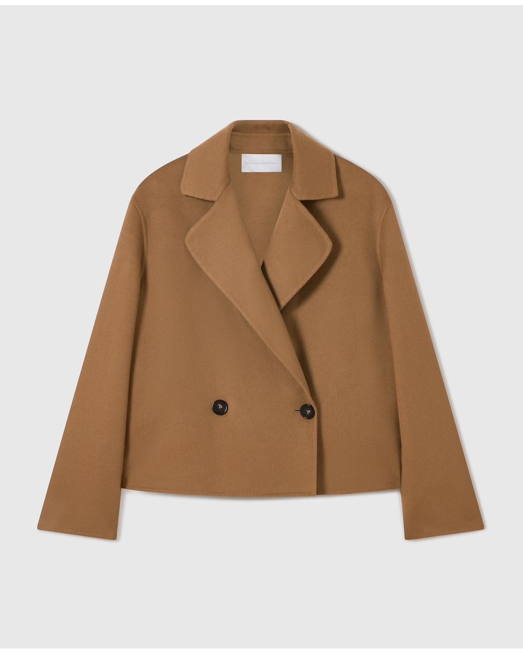 Stella McCartney Brown Double-Breasted Cropped Peacoat Jacket