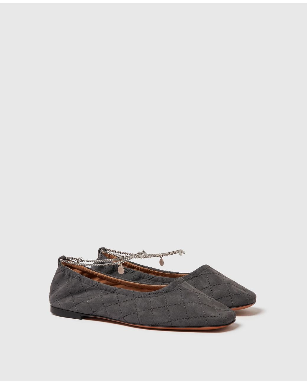 Stella McCartney White Quilted Nkle Chain Ballerina Flats