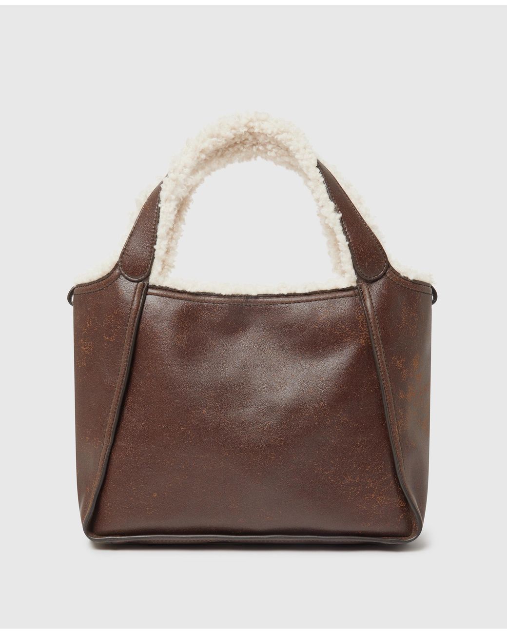 Stella McCartney Brown Logo Plush-Lined Crossbody Tote Bag