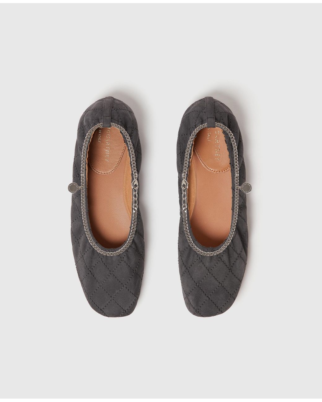 Stella McCartney White Quilted Nkle Chain Ballerina Flats