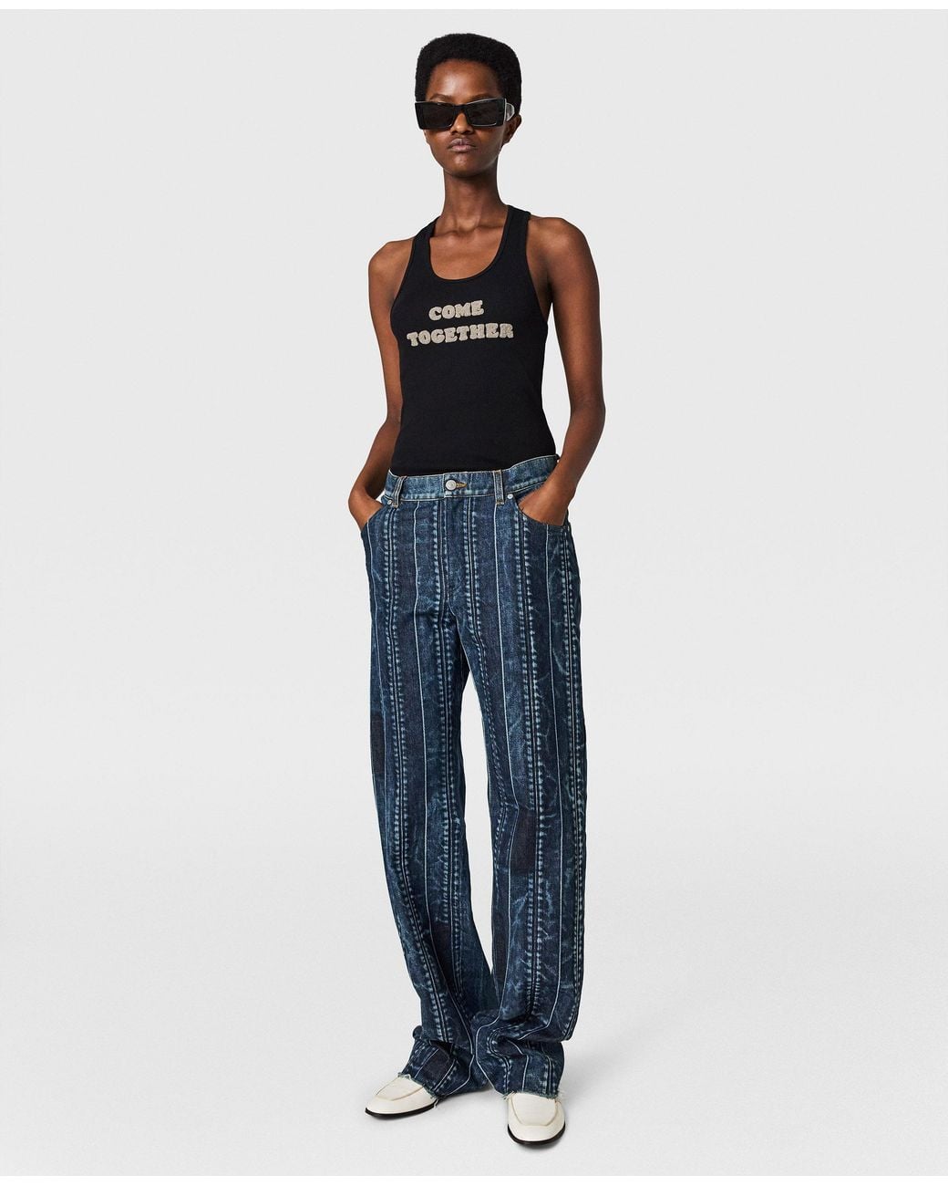 Stella McCartney Black Come Together Slogan Tank Top