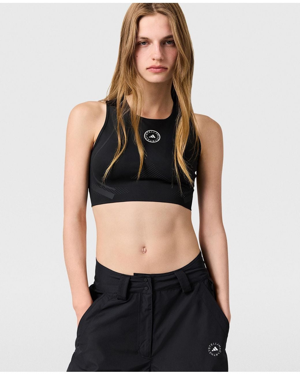 Stella McCartney Black Truepace Cropped Tank Top