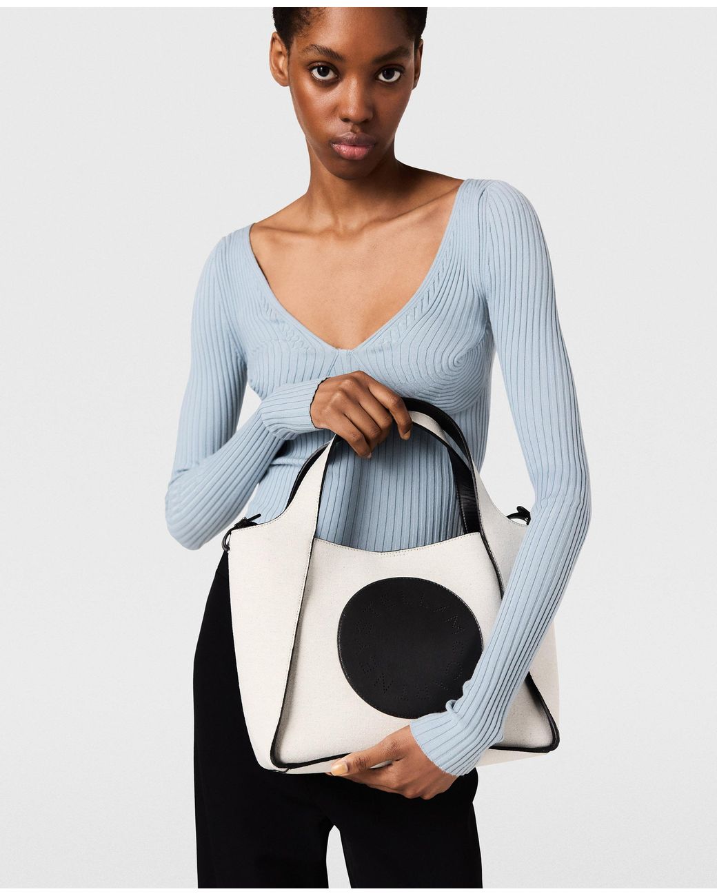 Stella McCartney Black Logo Crossbody Tote Bag