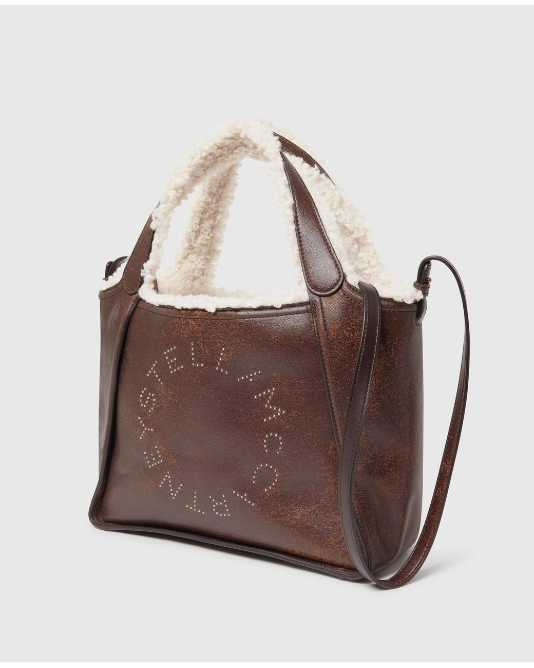 Stella McCartney Brown Logo Plush-Lined Crossbody Tote Bag