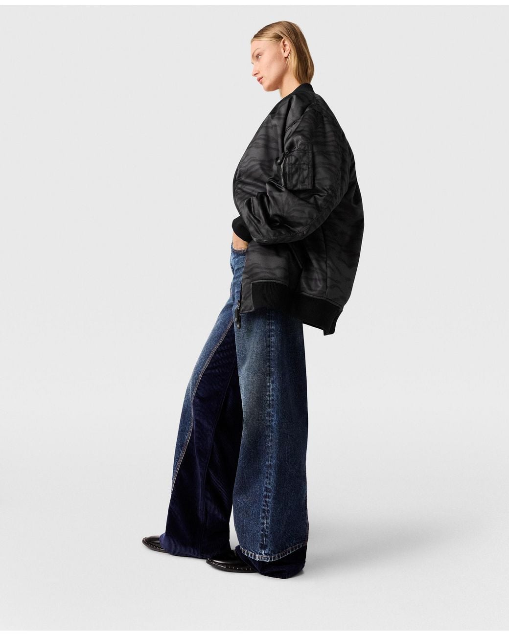 Stella McCartney Black Tiger Print Bomber Jacket