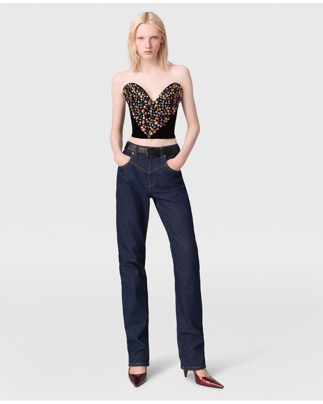 Stella McCartney Black Embellished Heart Bustier Top