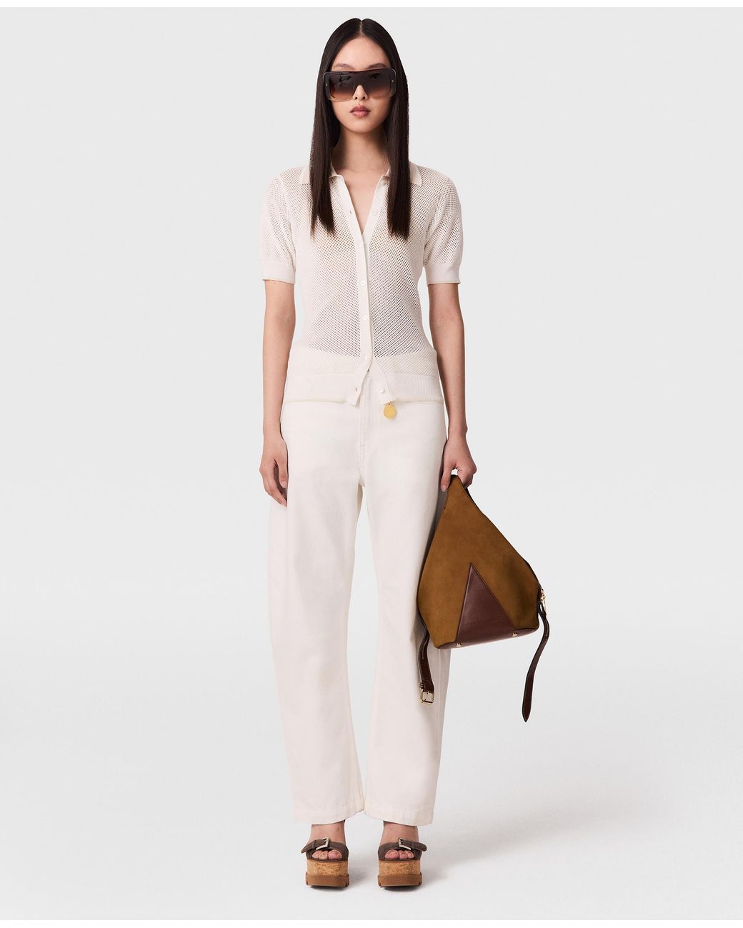 Stella McCartney White Cropped Barrel-leg Jeans