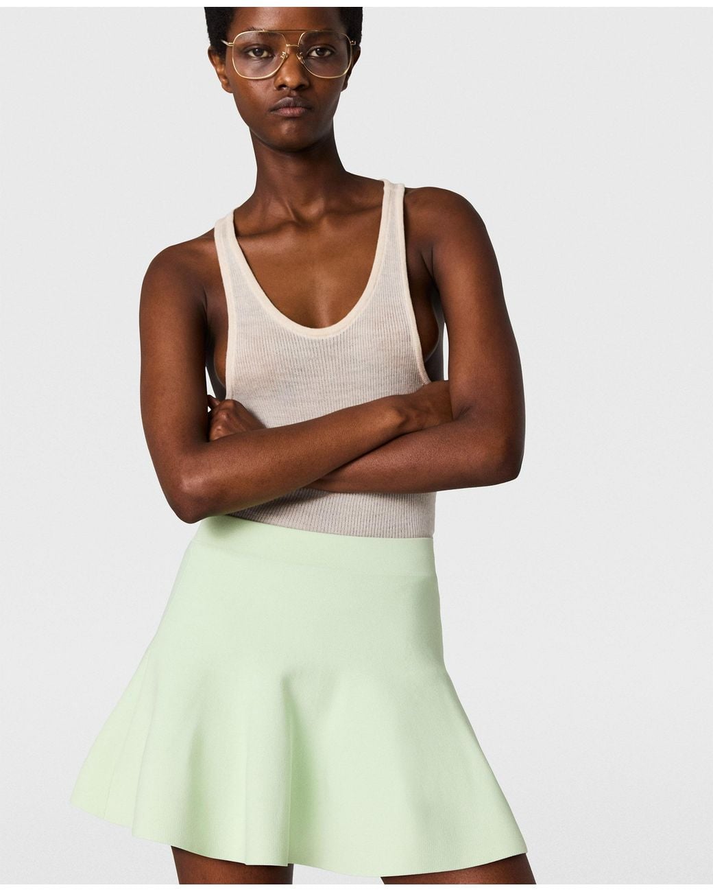 Stella McCartney Green Compact Knit Peplum Mini Skirt