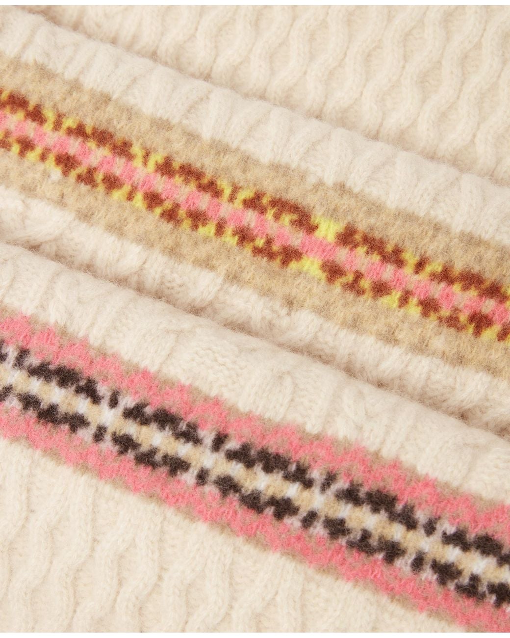 Stella McCartney Natural Fair Isle Cable Knit Scarf