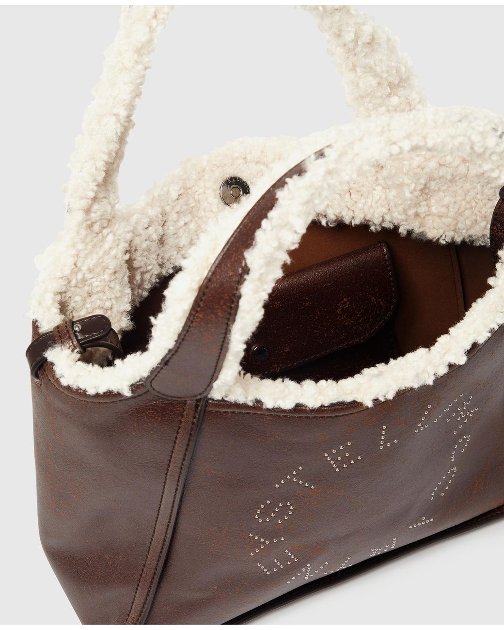 Stella McCartney Brown Logo Plush-Lined Crossbody Tote Bag