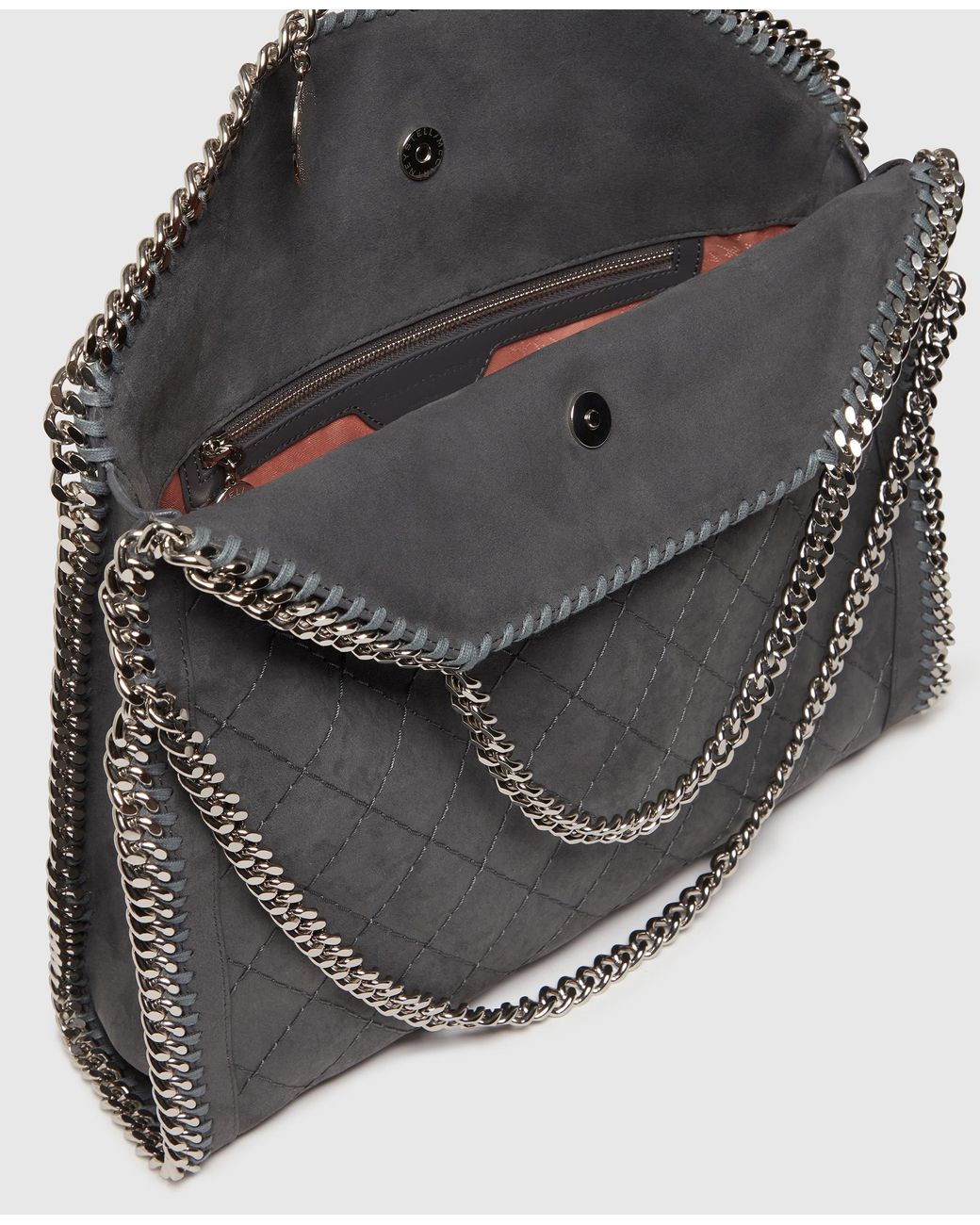 Stella McCartney Gray Falabella Quilted Fold-over Tote Bag