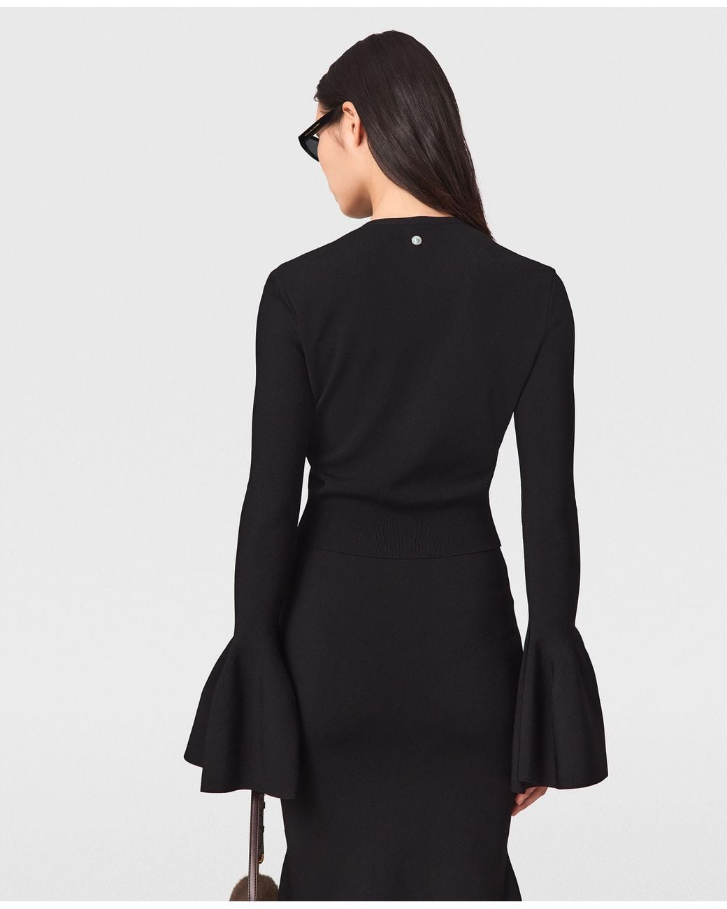 Stella McCartney Black Compact Knit Bell-sleeve Cardigan
