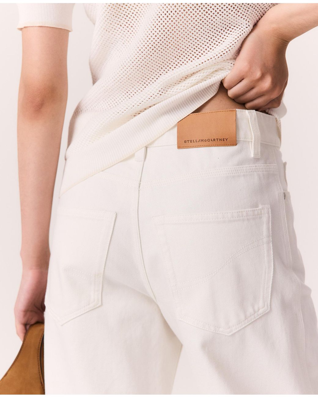 Stella McCartney White Cropped Barrel-leg Jeans