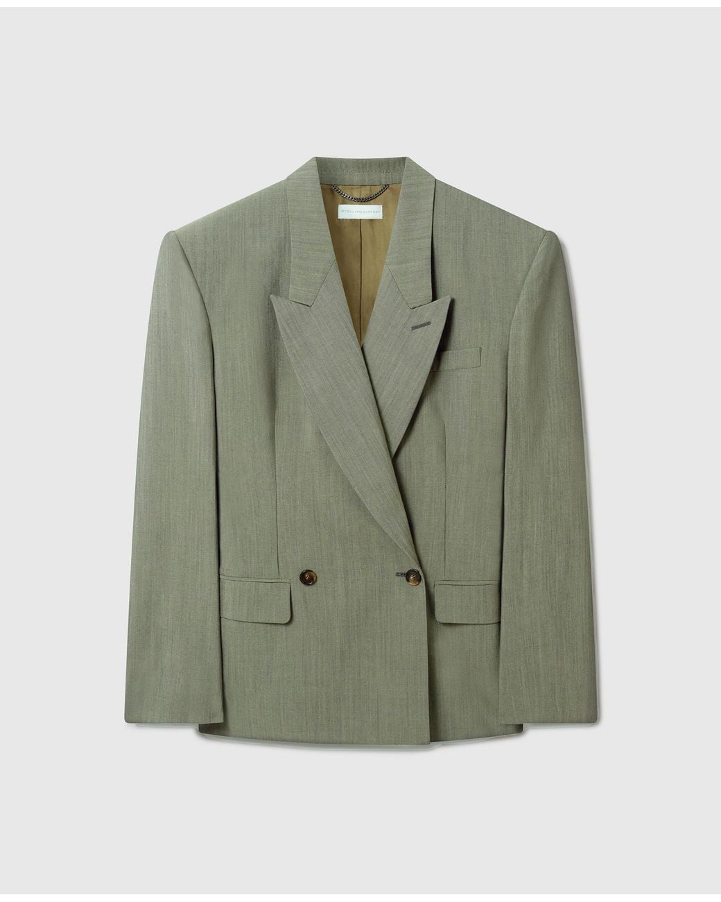 Stella McCartney Green Tropical Double-Breasted Waisted Jacket