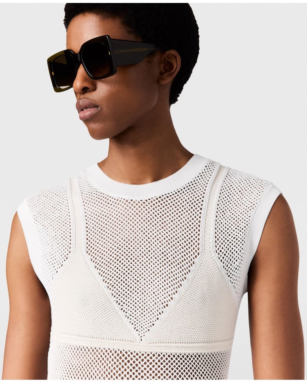 Stella McCartney White Sheer Crochet Midi Dress
