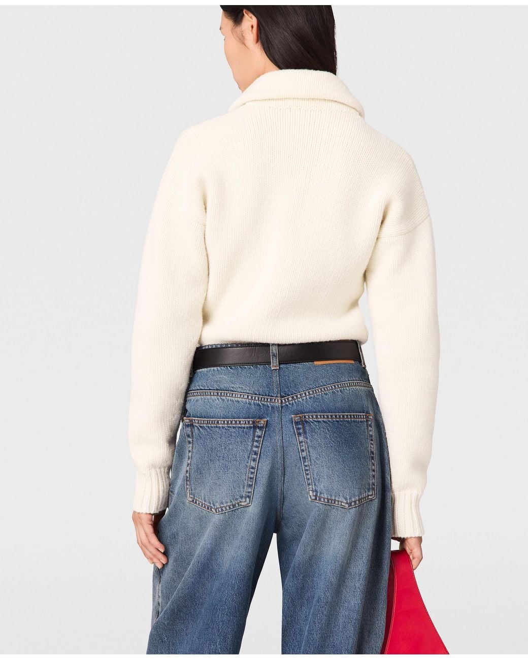 Stella McCartney Natural Shawl-collar Spiber Knit Sweater